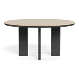 Palm Beach Aluminum Round Dining Table 60" | Aluminum Asteroid, Travertine Natural,