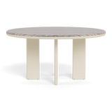 Palm Beach Aluminum Round Dining Table 60" | Aluminum Bone, Travertine Dark Grey,