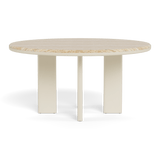 Palm Beach Aluminum Round Dining Table 60" | Aluminum Bone, Travertine Natural,