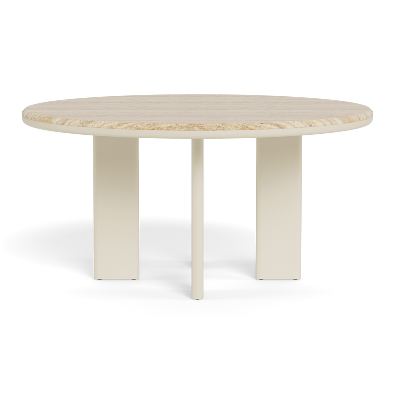 Palm Beach Aluminum Round Dining Table 60" | Aluminum Bone, Travertine Natural,