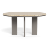 Palm Beach Aluminum Round Dining Table 60" | Aluminum Taupe, Travertine Natural,