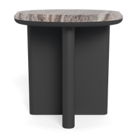 Palm Beach Aluminum Round Side Table | Aluminum Asteroid, Travertine Grey,