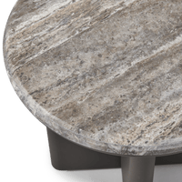 Palm Beach Aluminum Round Side Table | Aluminum Asteroid, Travertine Dark Grey,