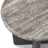 Palm Beach Aluminum Round Side Table | Aluminum Asteroid, Travertine Dark Grey,