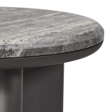 Palm Beach Aluminum Round Side Table | Aluminum Asteroid, Travertine Dark Grey,