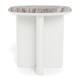 Palm Beach Aluminum Round Side Table | Aluminum White, Travertine Dark Grey,