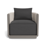 Palm Beach Aluminum Swivel Lounge Chair | Aluminum Taupe, Panama Grafito, Rope Shell