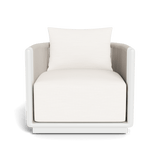 Palm Beach Aluminum Swivel Lounge Chair | Aluminum White, Panama Blanco, Rope Shell