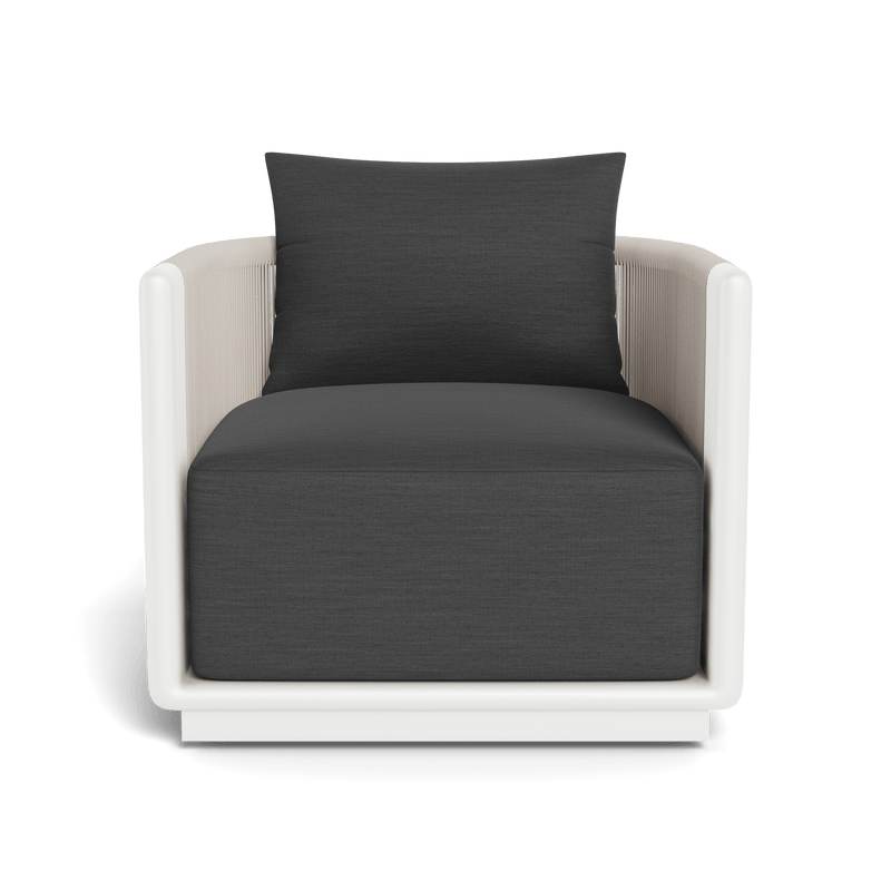 Palm Beach Aluminum Swivel Lounge Chair | Aluminum White, Panama Grafito, Rope Shell