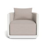 Palm Beach Aluminum Swivel Lounge Chair | Aluminum White, Panama Marble, Rope Shell