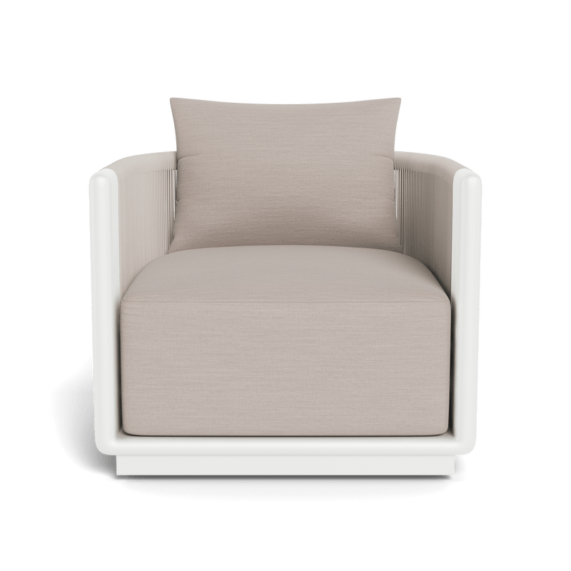 Palm Beach Aluminum Swivel Lounge Chair | Aluminum White, Panama Marble, Rope Shell