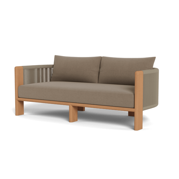 Palm Beach Teak 2 Seat Sofa | Teak Natural, Copacabana Midnight, Rope Dark Grey