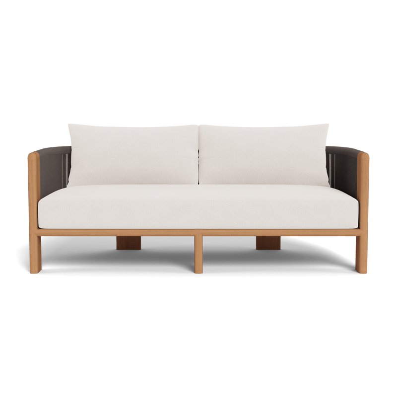 Palm Beach Teak 2 Seat Sofa | Teak Natural, Marley Snow, Rope Stone