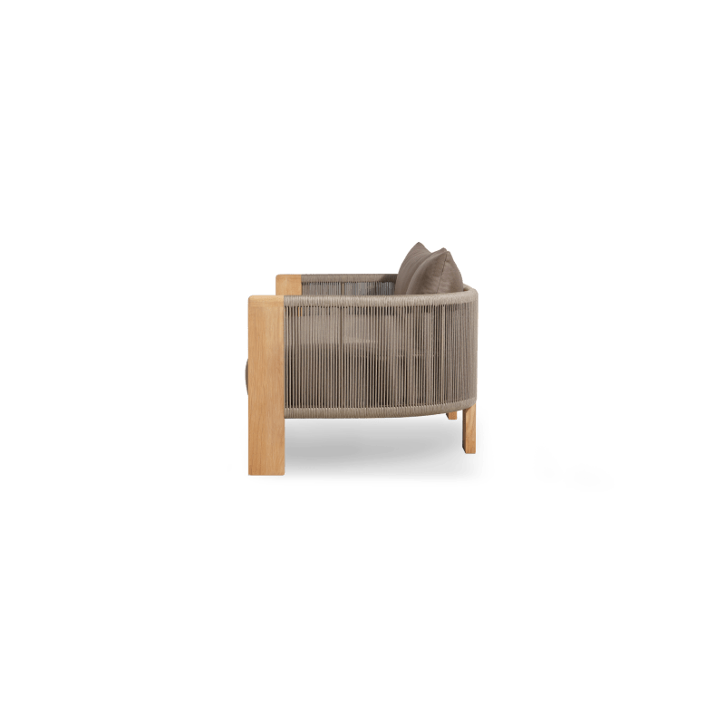 Palm Beach Teak 2 Seat Sofa | Teak Natural, Panama Coco, Rope Stone