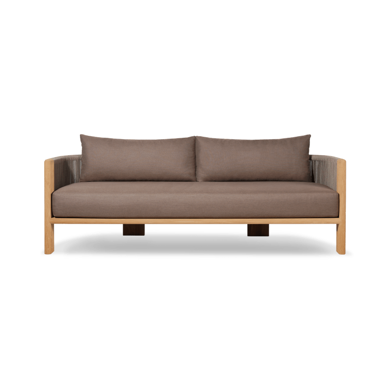 Palm Beach Teak 2 Seat Sofa | Teak Natural, Panama Coco, Rope Stone