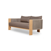 Palm Beach Teak 2 Seat Sofa | Teak Natural, Panama Coco, Rope Stone