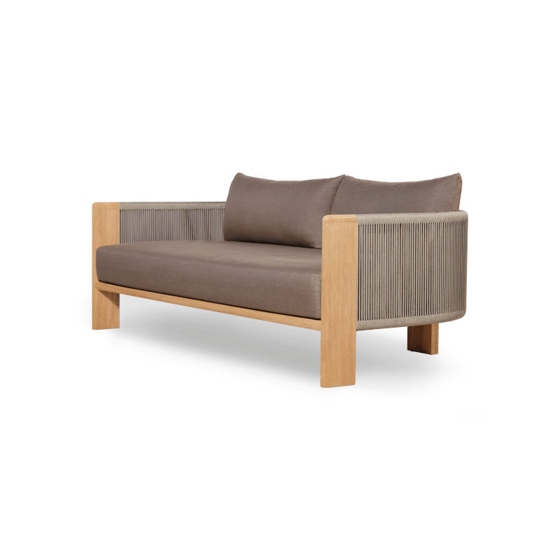 Palm Beach Teak 2 Seat Sofa | Teak Natural, Panama Coco, Rope Stone