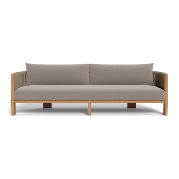 Palm Beach Teak 3 Seat Sofa | Teak Natural, Marley Chinchilla, Rope Stone