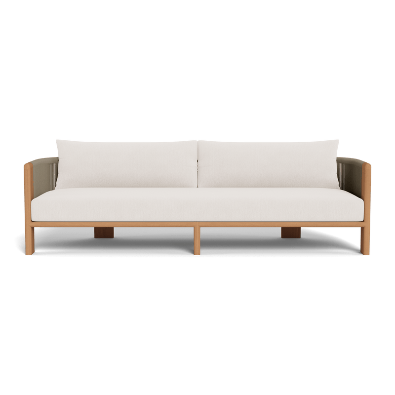 Palm Beach Teak 3 Seat Sofa | Teak Natural, Marley Snow, Rope Stone