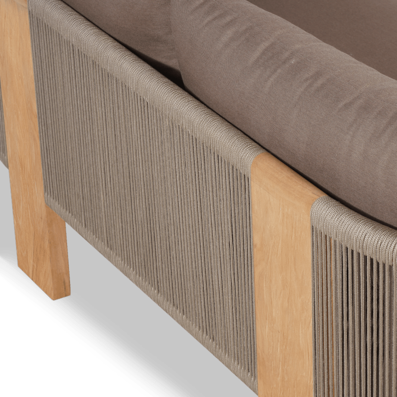 Palm Beach Teak 3 Seat Sofa | Teak Natural, Panama Coco, Rope Stone