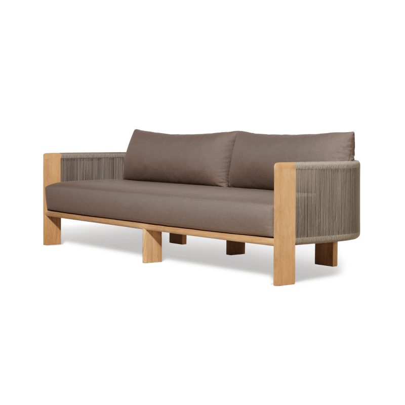 Palm Beach Teak 3 Seat Sofa | Teak Natural, Panama Coco, Rope Stone