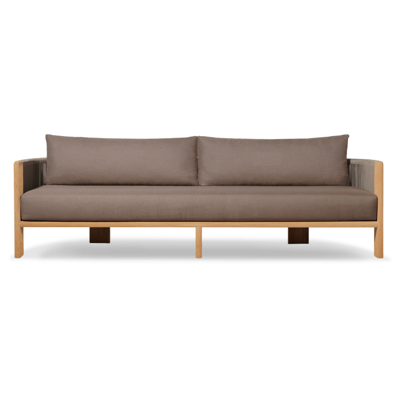 Palm Beach Teak 3 Seat Sofa | Teak Natural, Panama Coco, Rope Stone