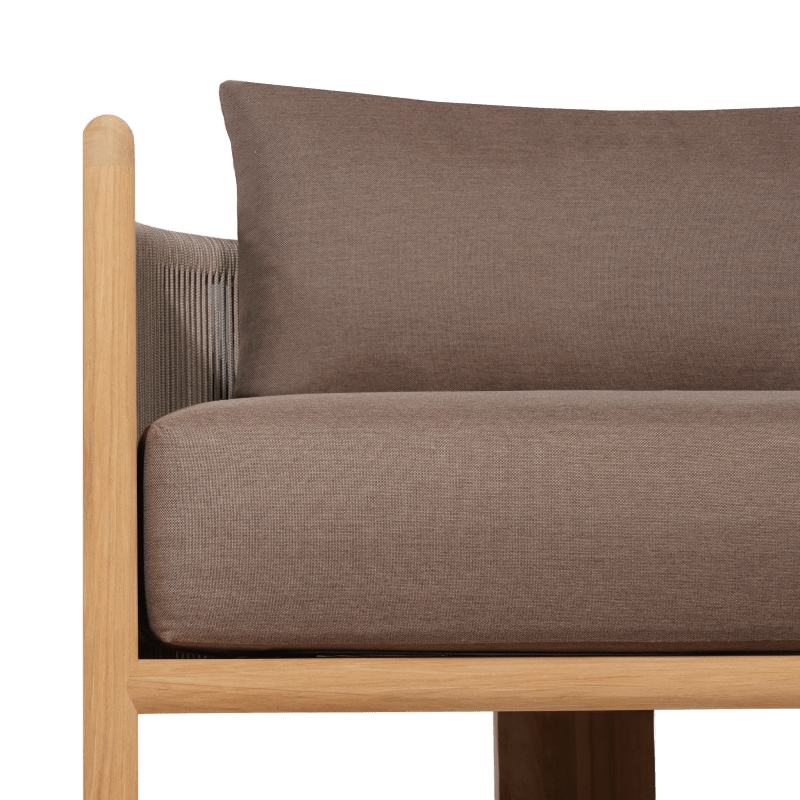 Palm Beach Teak 3 Seat Sofa | Teak Natural, Panama Coco, Rope Stone