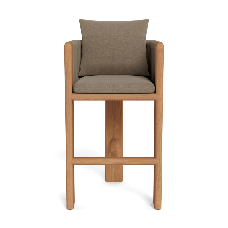 Palm Beach Teak Bar Stool | Teak Natural, Panama Coco, Rope Stone