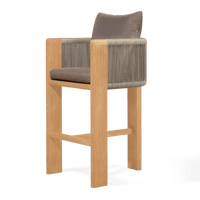 Palm Beach Teak Bar Stool | Teak Natural, Panama Coco, Rope Stone