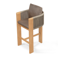 Palm Beach Teak Bar Stool | Teak Natural, Panama Coco, Rope Stone