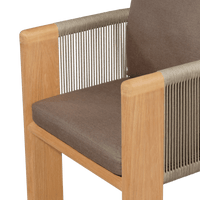 Palm Beach Teak Bar Stool | Teak Natural, Panama Coco, Rope Stone