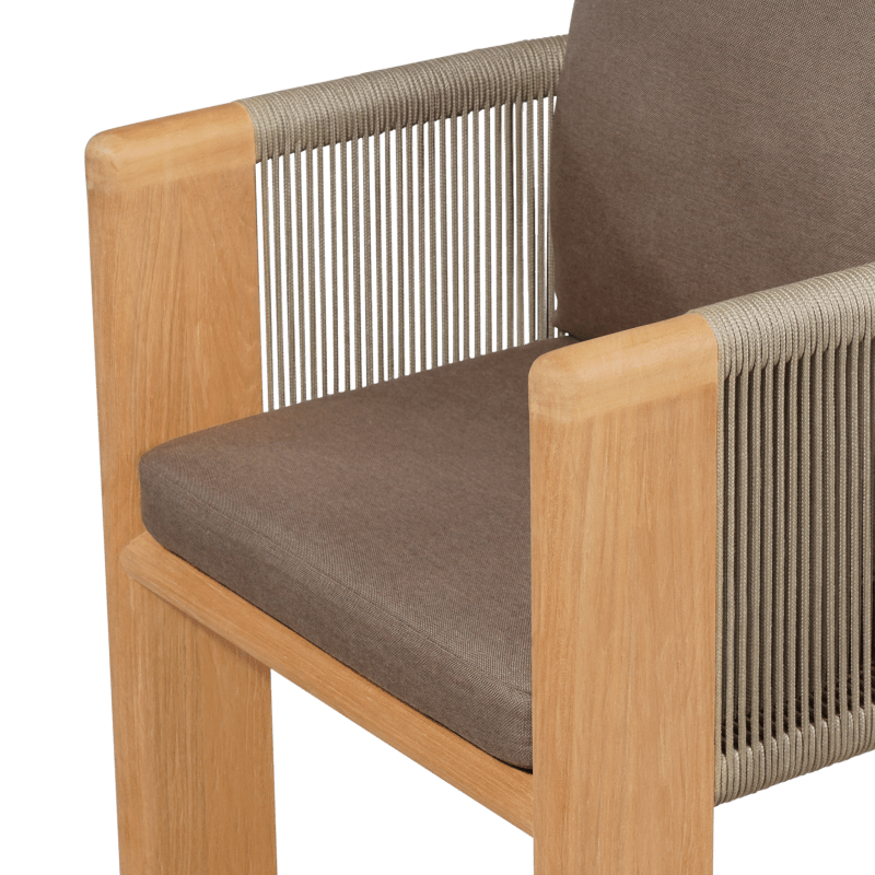 Palm Beach Teak Bar Stool | Teak Natural, Panama Coco, Rope Stone