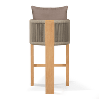 Palm Beach Teak Bar Stool | Teak Natural, Panama Coco, Rope Stone