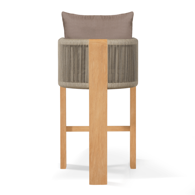 Palm Beach Teak Bar Stool | Teak Natural, Panama Coco, Rope Stone