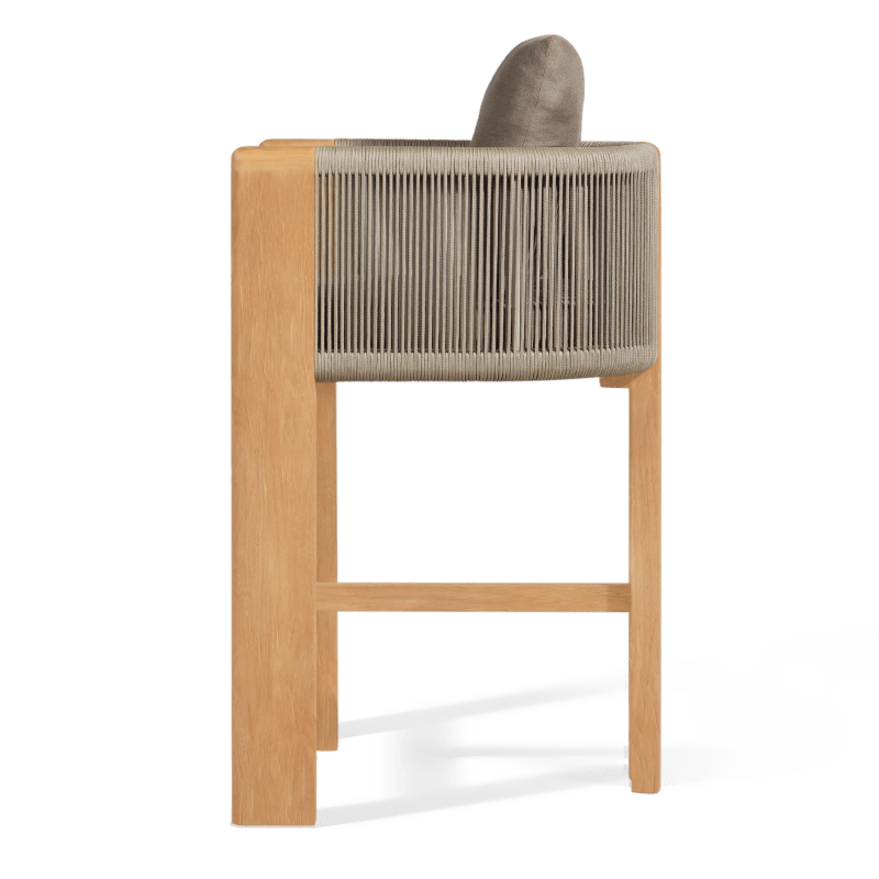 Palm Beach Teak Bar Stool | Teak Natural, Panama Coco, Rope Stone
