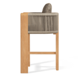 Palm Beach Teak Bar Stool | Teak Natural, Panama Coco, Rope Stone