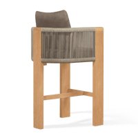 Palm Beach Teak Bar Stool | Teak Natural, Panama Coco, Rope Stone