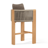 Palm Beach Teak Bar Stool | Teak Natural, Panama Coco, Rope Stone