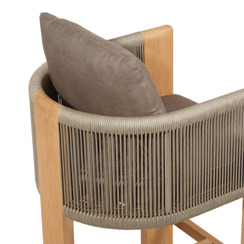 Palm Beach Teak Counter Stool | Teak Natural, Panama Coco, Rope Stone