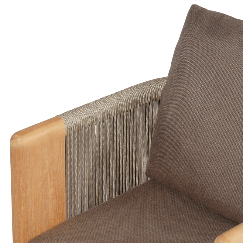 Palm Beach Teak Counter Stool | Teak Natural, Panama Coco, Rope Stone