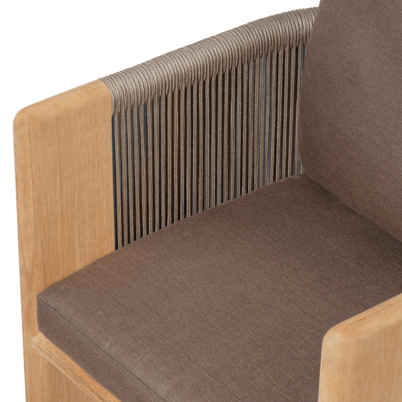 Palm Beach Teak Dining Chair | Teak Natural, Panama Coco, Rope Stone
