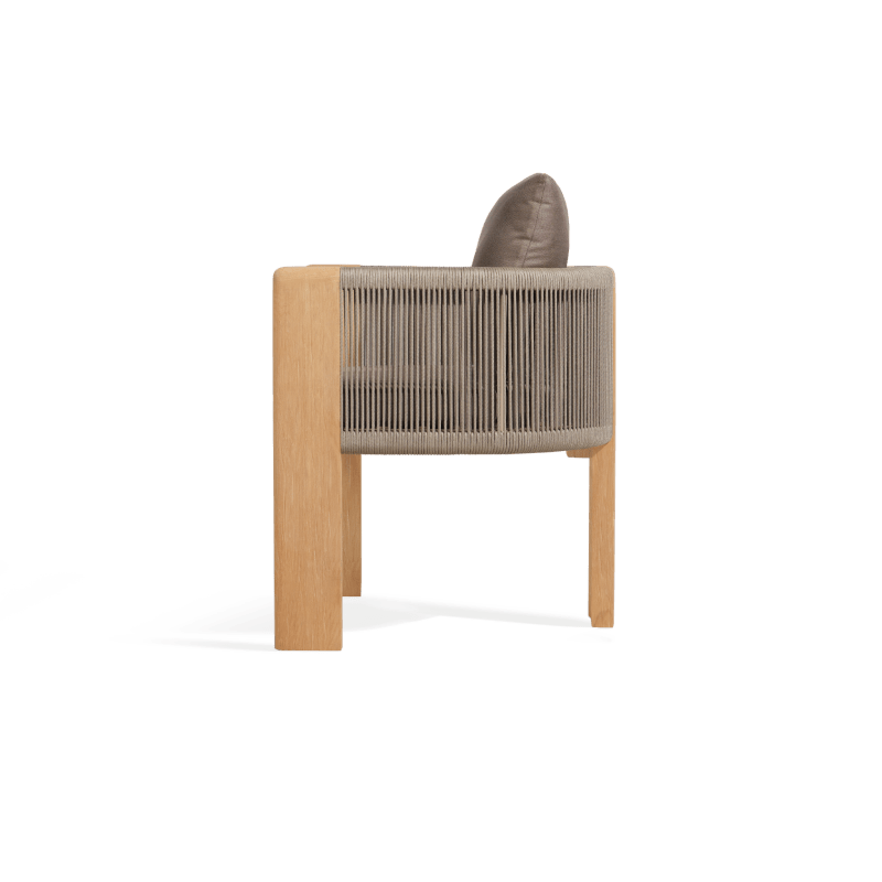 Palm Beach Teak Dining Chair | Teak Natural, Panama Coco, Rope Stone