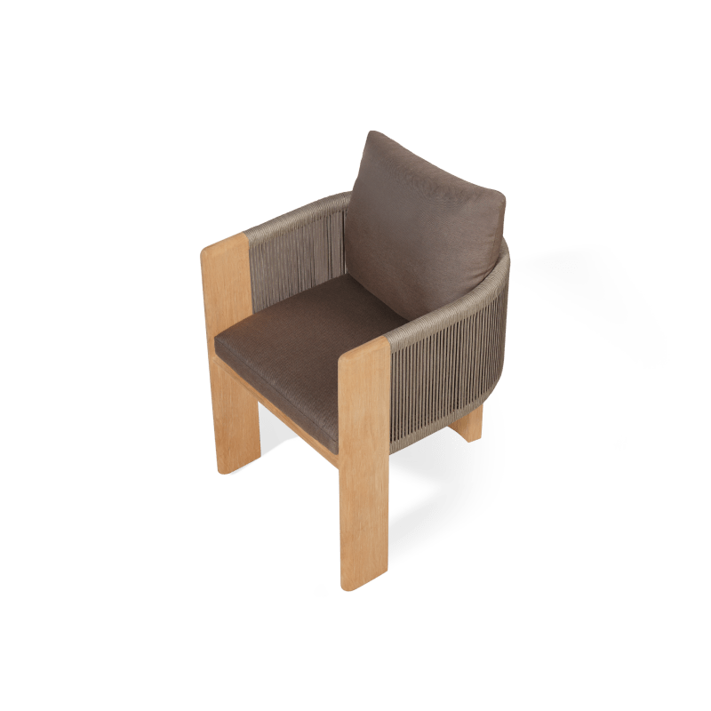 Palm Beach Teak Dining Chair | Teak Natural, Panama Coco, Rope Stone