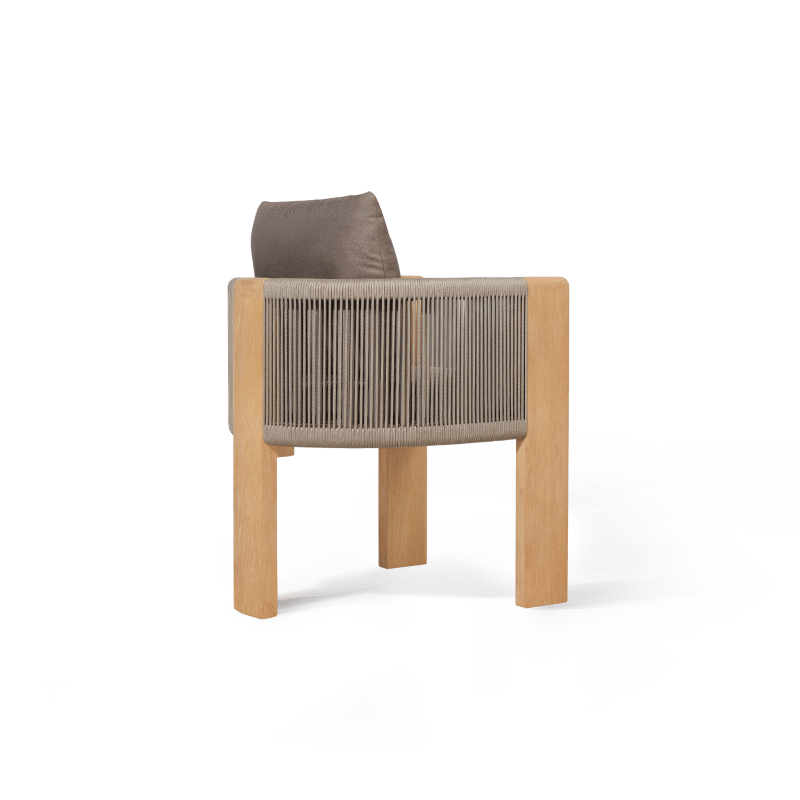 Palm Beach Teak Dining Chair | Teak Natural, Panama Coco, Rope Stone