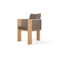 Palm Beach Teak Dining Chair | Teak Natural, Panama Coco, Rope Stone