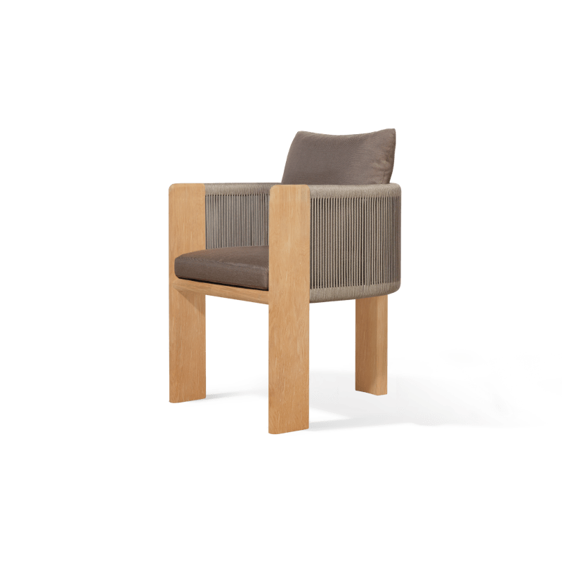 Palm Beach Teak Dining Chair | Teak Natural, Panama Coco, Rope Stone