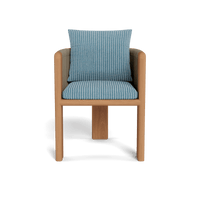 Palm Beach Teak Dining Chair | Teak Natural, Sorrento Stripe Sky, Rope Stone