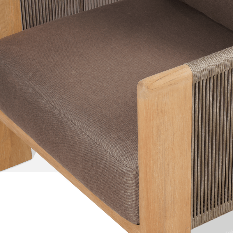 Palm Beach Teak Lounge Chair | Teak Natural, Panama Coco, Rope Stone