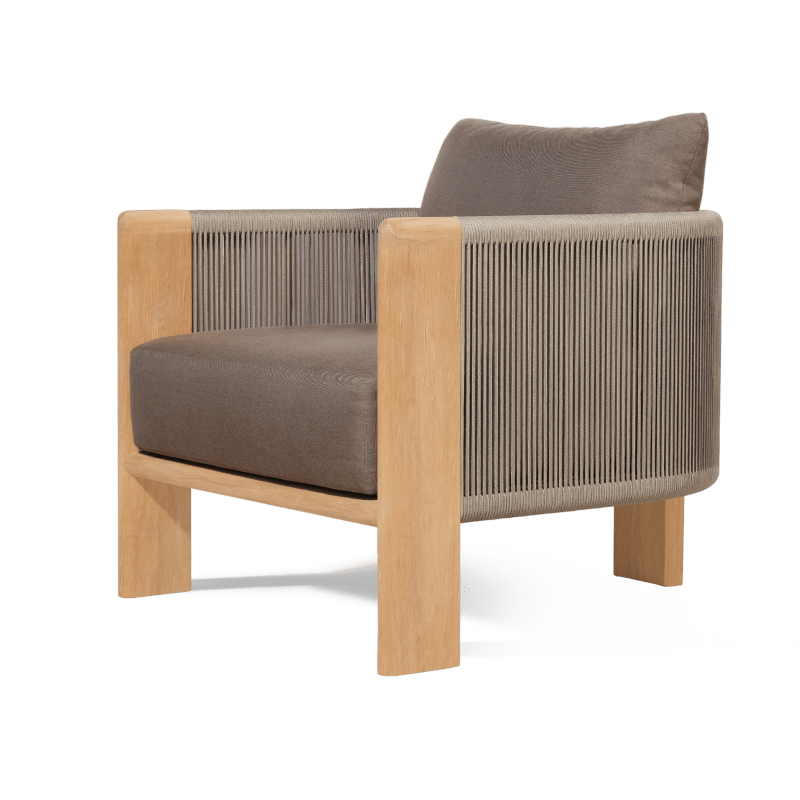 Palm Beach Teak Lounge Chair | Teak Natural, Panama Coco, Rope Stone