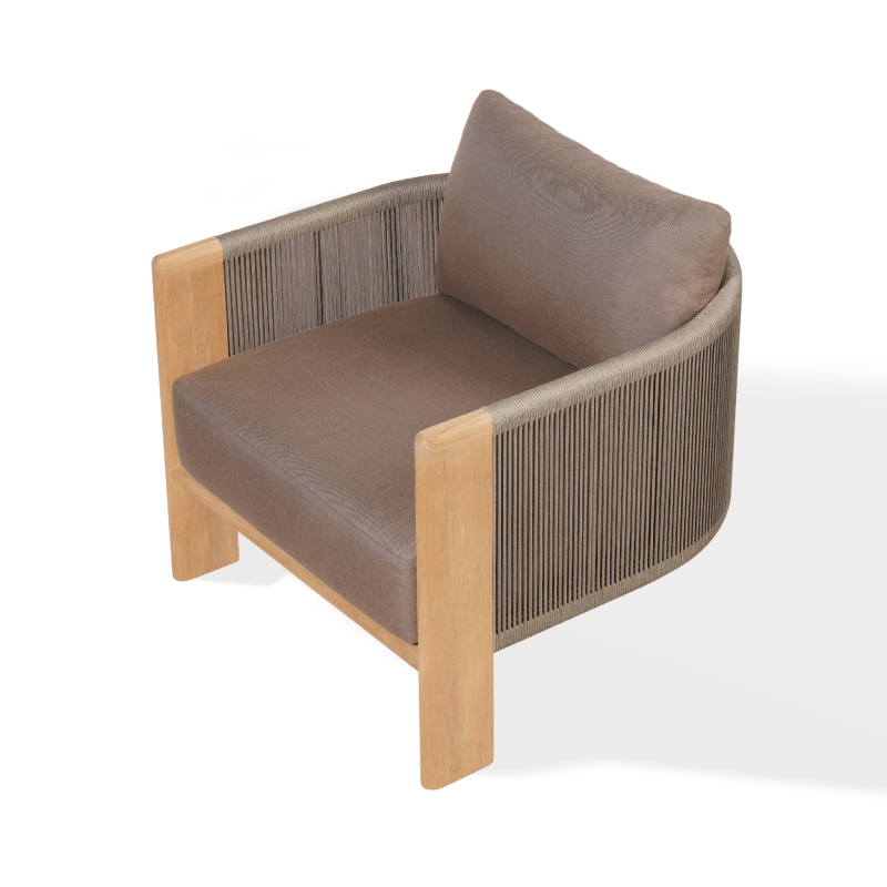 Palm Beach Teak Lounge Chair | Teak Natural, Panama Coco, Rope Stone
